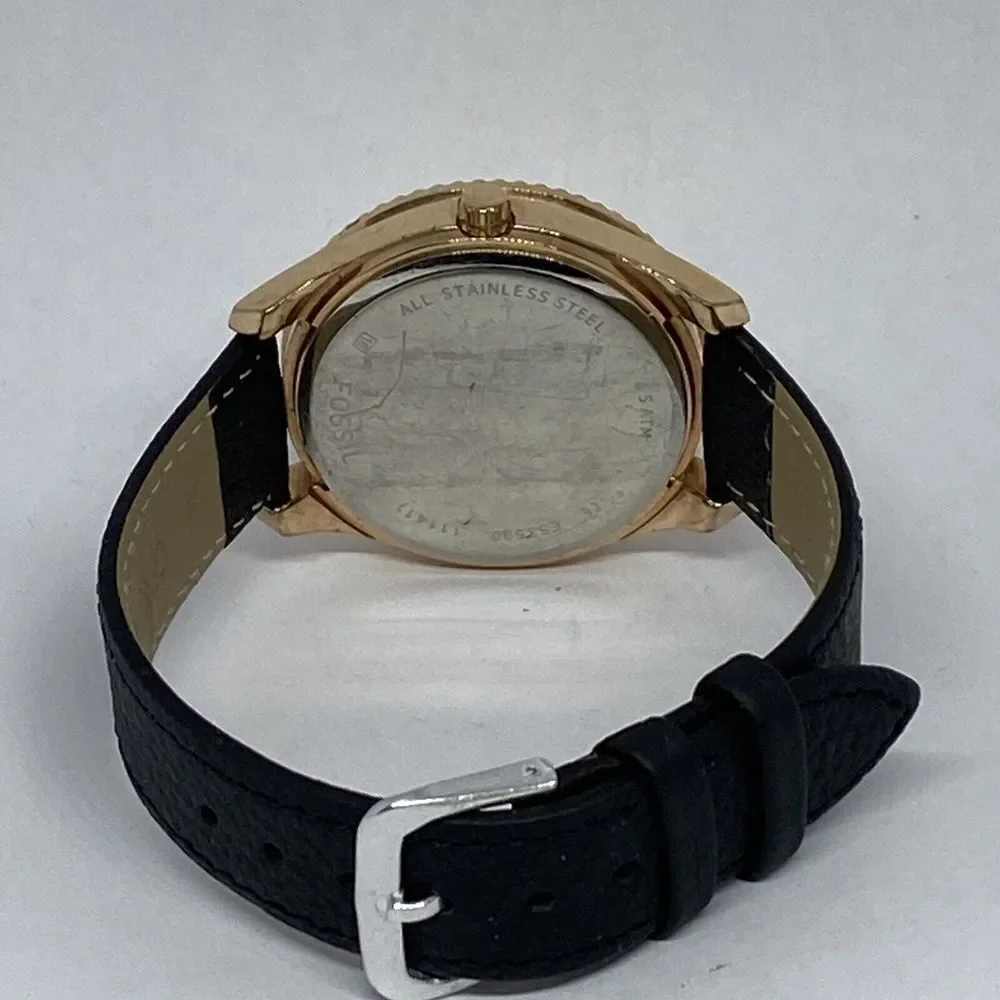 Fossil Stella ES3590 Women's Black Leather Analog Dial Quartz Wrist Watch OP796